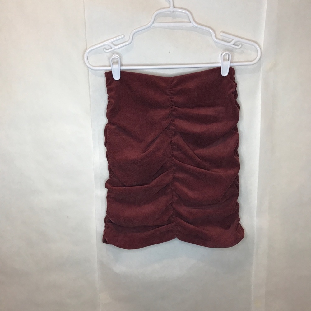 Zara Fitted Ruched Unlined Corduroy Skirt